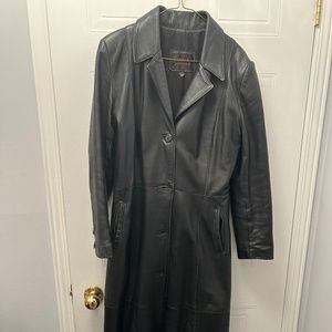 Full length matrix style leather coat
